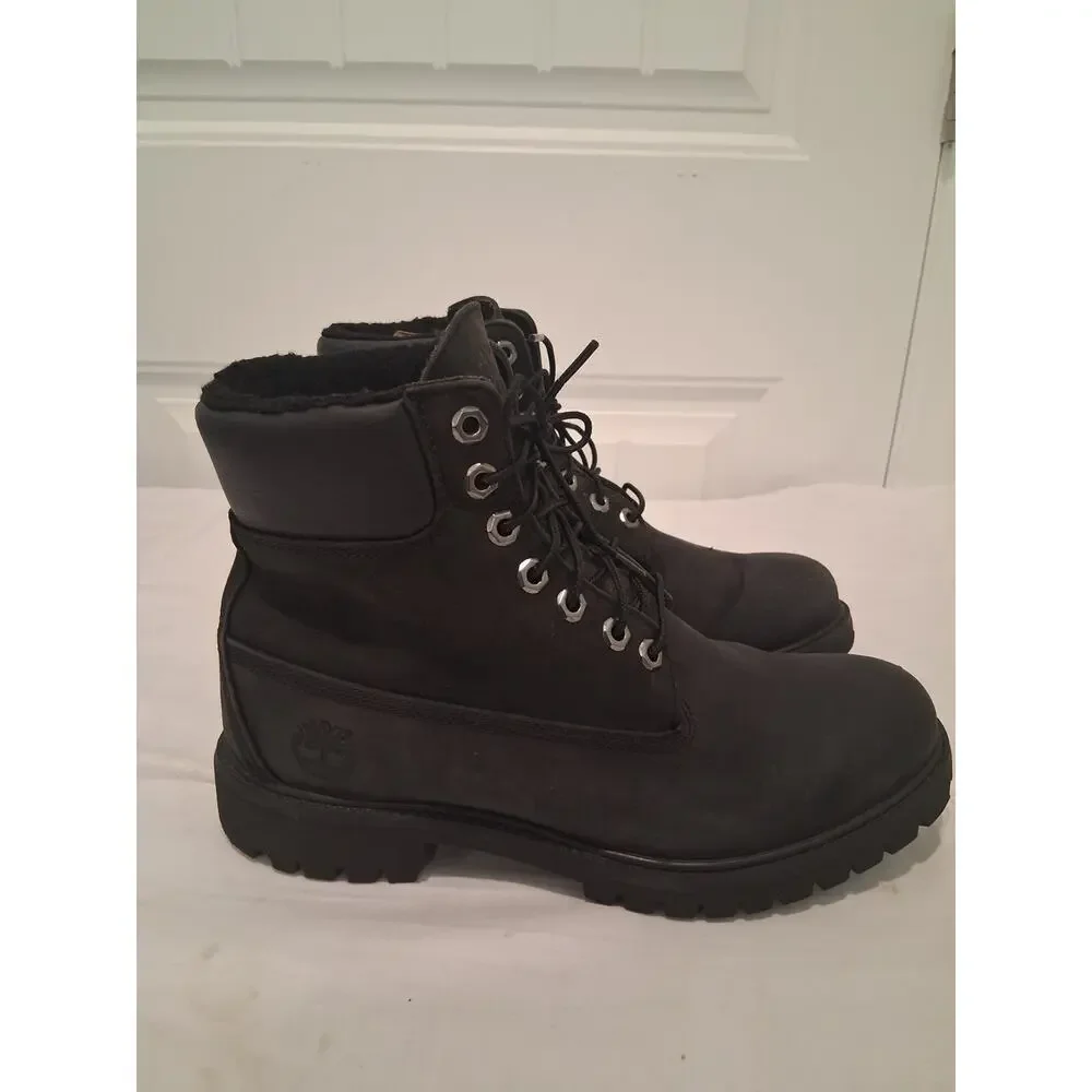 Timberland Black Waterproof Roll-Top Fleece Lined Boots 6